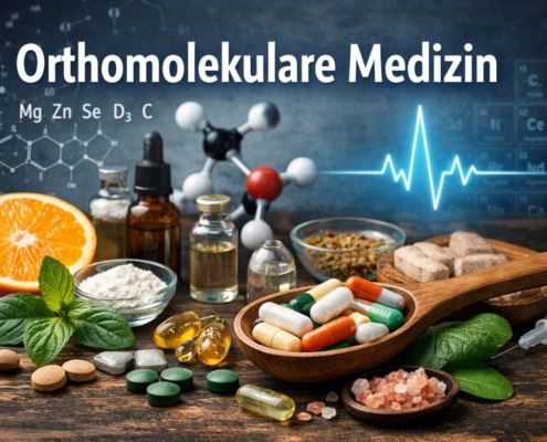 Orthomolekulare Medizin mit Vitaminen, Mineralstoffen und Mikronährstoffen – symbolische Darstellung biochemischer Therapieansätze