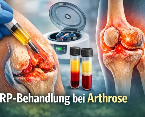 PRP-Behandlung bei Arthrose: Injektion von plättchenreichem Eigenblut in ein entzündetes Kniegelenk zur biologischen Therapie