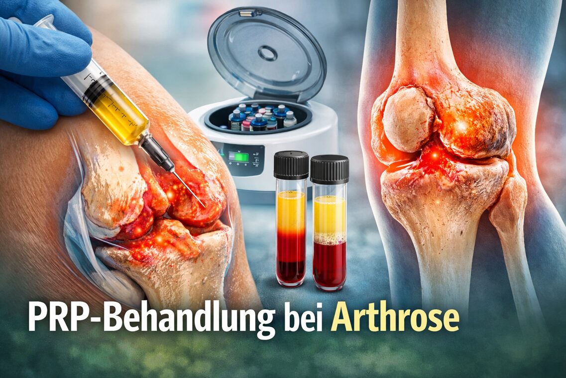 PRP-Behandlung bei Arthrose: Injektion von plättchenreichem Eigenblut in ein entzündetes Kniegelenk zur biologischen Therapie