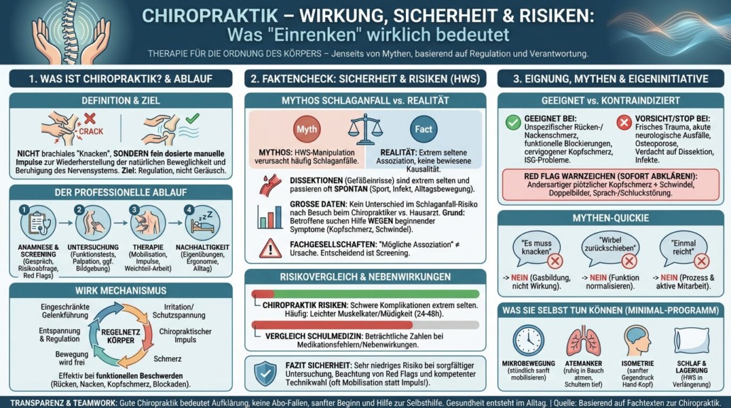 Komplexe Info Übersicht zur Chiropraktik - quasi eine Zusammenfassung des Textes.